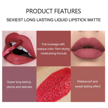 6 Pcs Matte Liquid Lipsticks