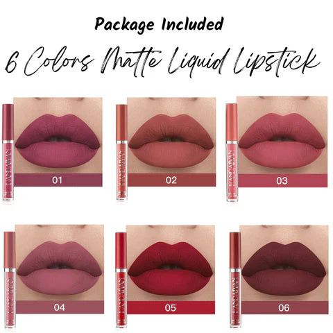 6 Pcs Matte Liquid Lipsticks
